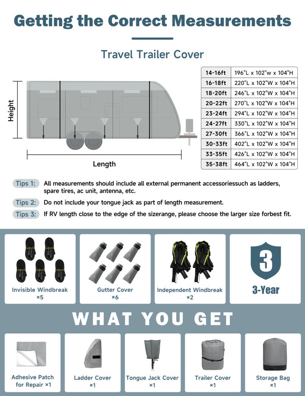 Umbrauto RV Cover Umbrauto Upgraded 7 Layers Top Camper Cover